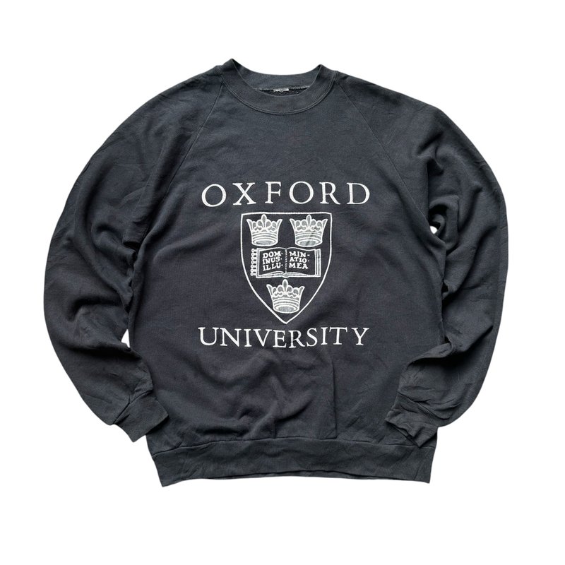 美国古着牛津大学T sweatshirt - 中性连帽卫衣/T 恤 - 棉．麻 黑色