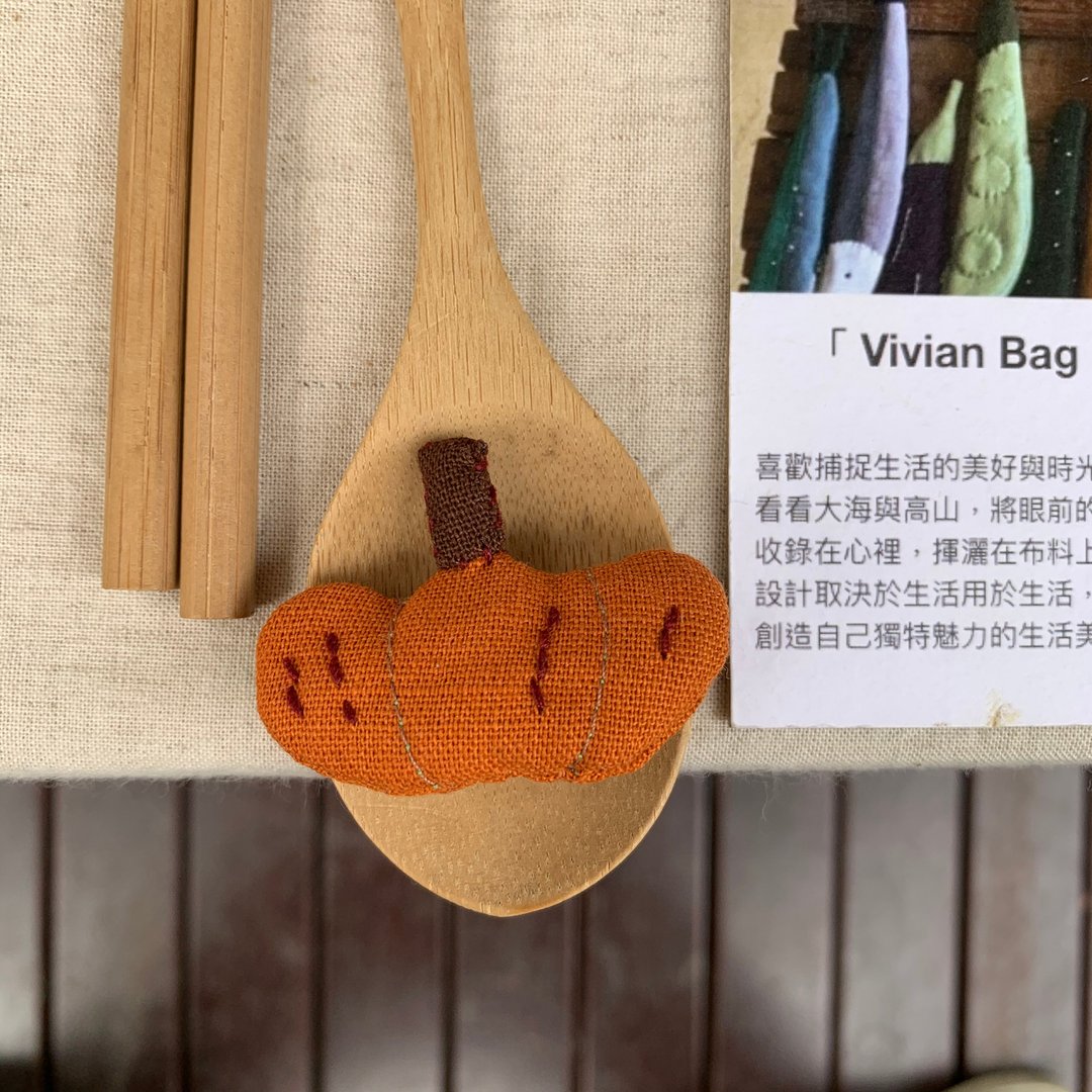 橙香南瓜胸针 - 胸针 - 棉 橘色