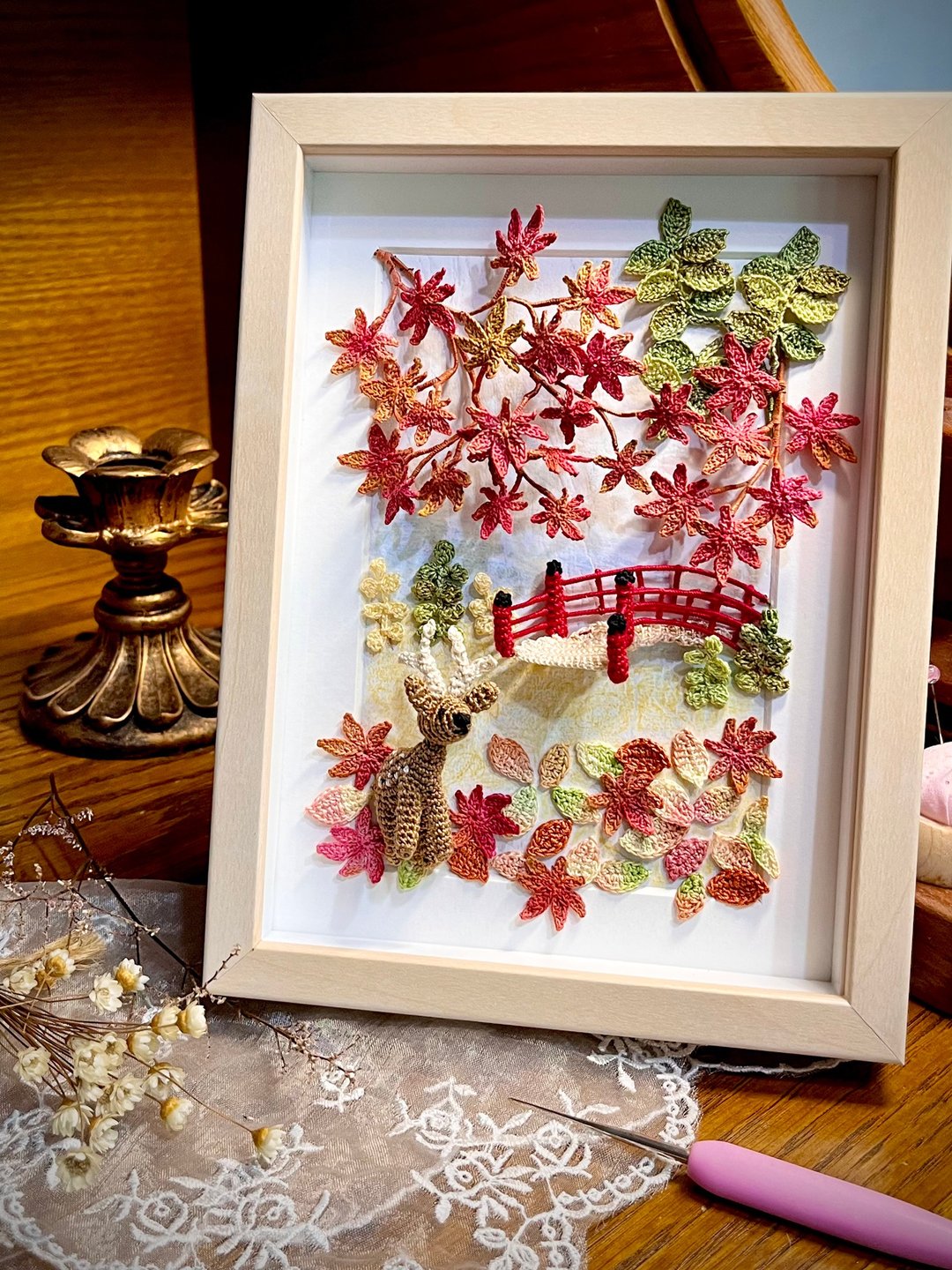 Autumn vibes • 秋 钩织 编织 立体花画 家居点缀 新居 可挂墙 - 摆饰 - 棉 多色