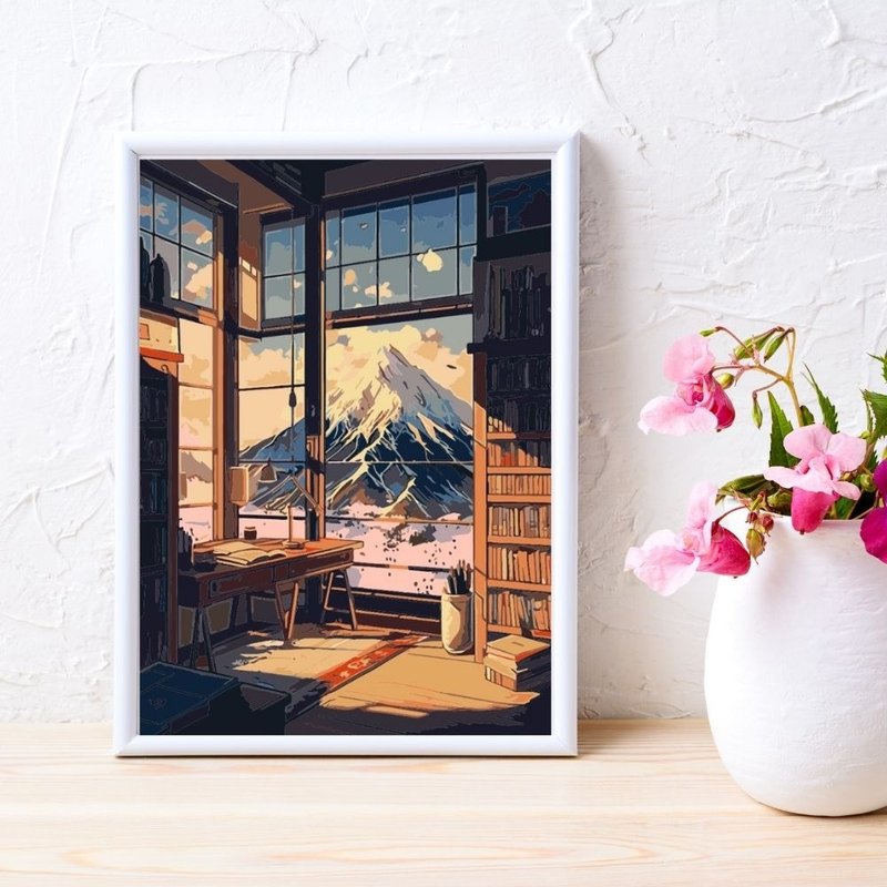 雪山书房 创意数字油画 【风景画】 - 插画/绘画/写字 - 其他材质 