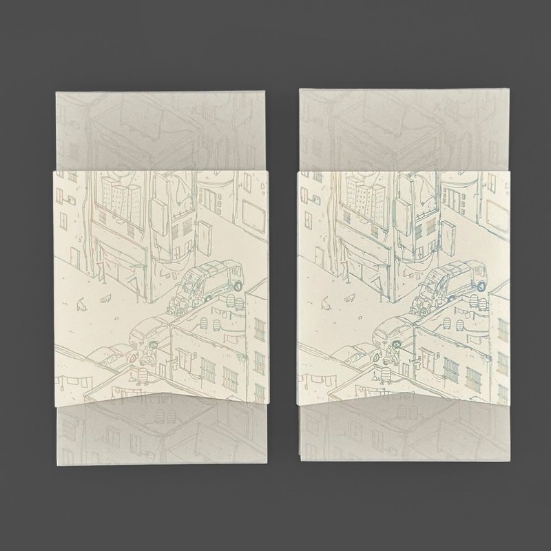 红白日常－折盒三色便签笔记本 - 蓝咖啡书腰 - 便条纸/标签贴 - 纸 多色