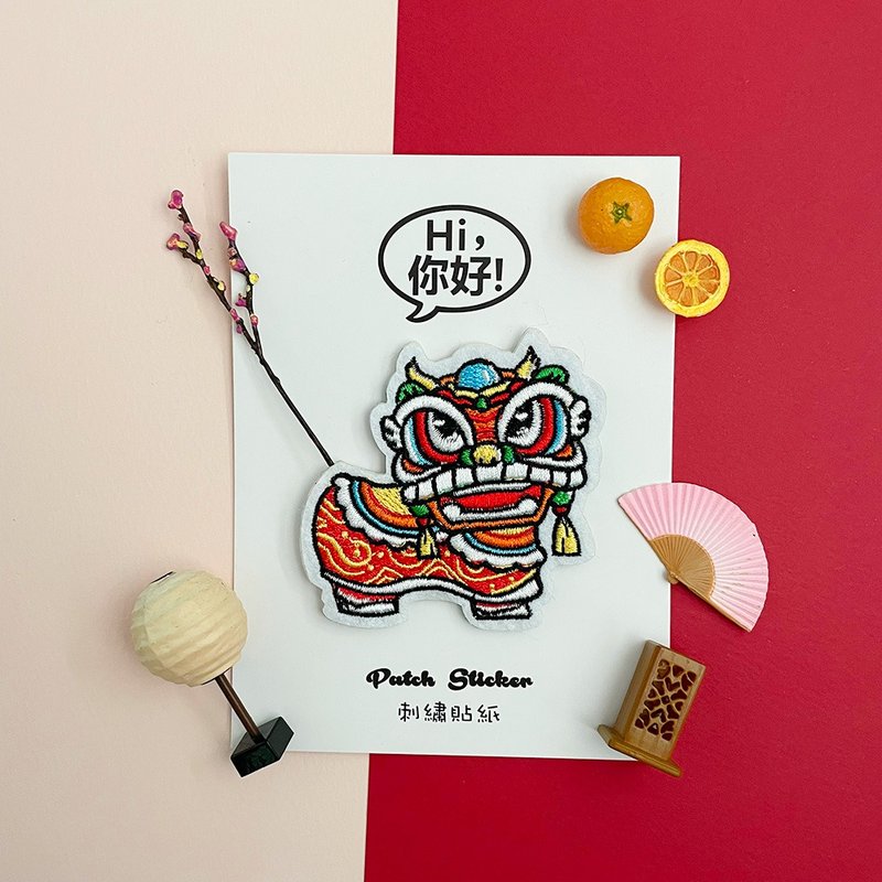 刺绣贴纸-舞狮 - 贴纸 - 绣线 多色