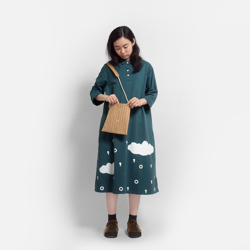 逗点句点标点云雨长版上衣洋装-蓝绿 - 洋装/连衣裙 - 其他材质 绿色