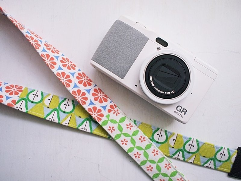 hairmo。乡村水果拼接双背相机带(一般) - 相机 - 棉．麻 粉红色