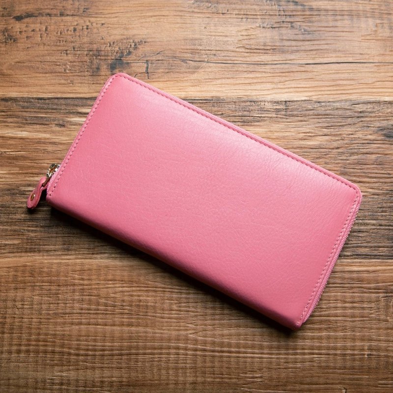 hallelujah长夹 YKK拉链 抹除痕迹 分类收纳 粉红色 - 皮夹/钱包 - 真皮 粉红色