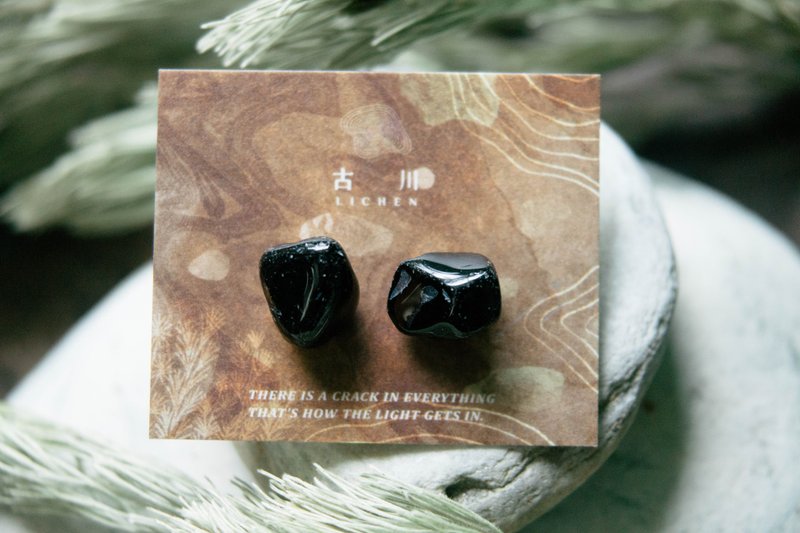 CRACK | 矿物系耳环 |  EARRINGS - 耳环/耳夹 - 玉石 黑色