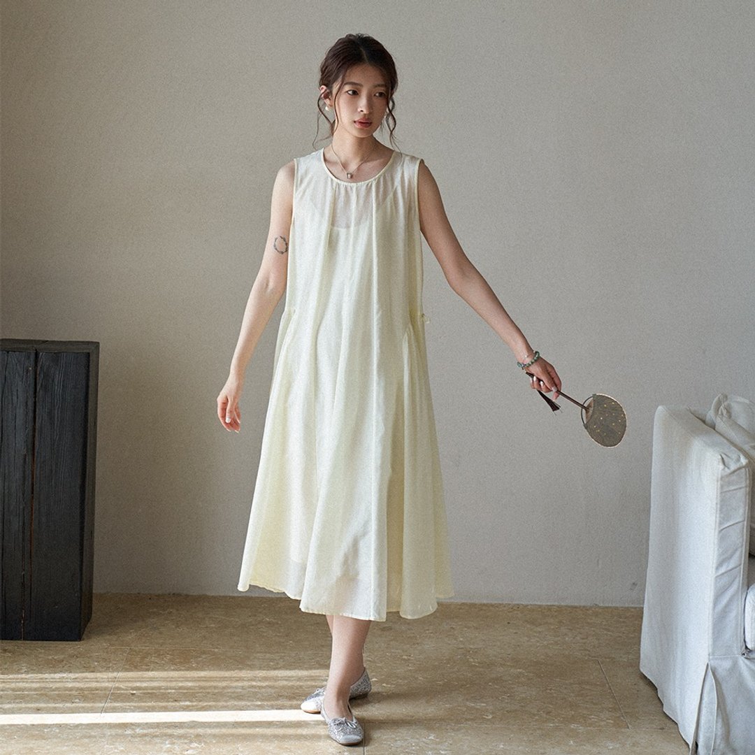 桑蚕丝背心裙|洋装|两色|夏款|Sora-1501 - 洋装/连衣裙 - 丝．绢 多色