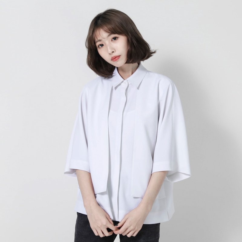 SU:MI said Trigonometric 三角函数小露背衬衫_7SF103_白 - 女装衬衫 - 棉．麻 白色