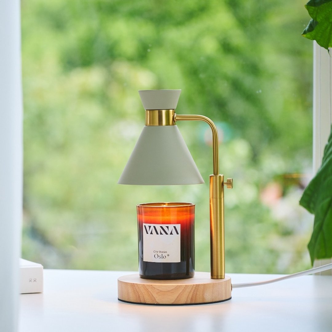 【送210g蜡烛】VANA 升降款可定时香氛暖灯 莫兰迪灰 可调光 - 灯具/灯饰 - 其他金属 金色