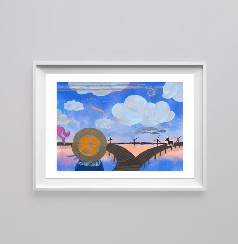 艹方作品 限量只有五版 高美湿地 风景画 超现实 挂画 复制画 - 海报/装饰画/版画 - 纸 蓝色