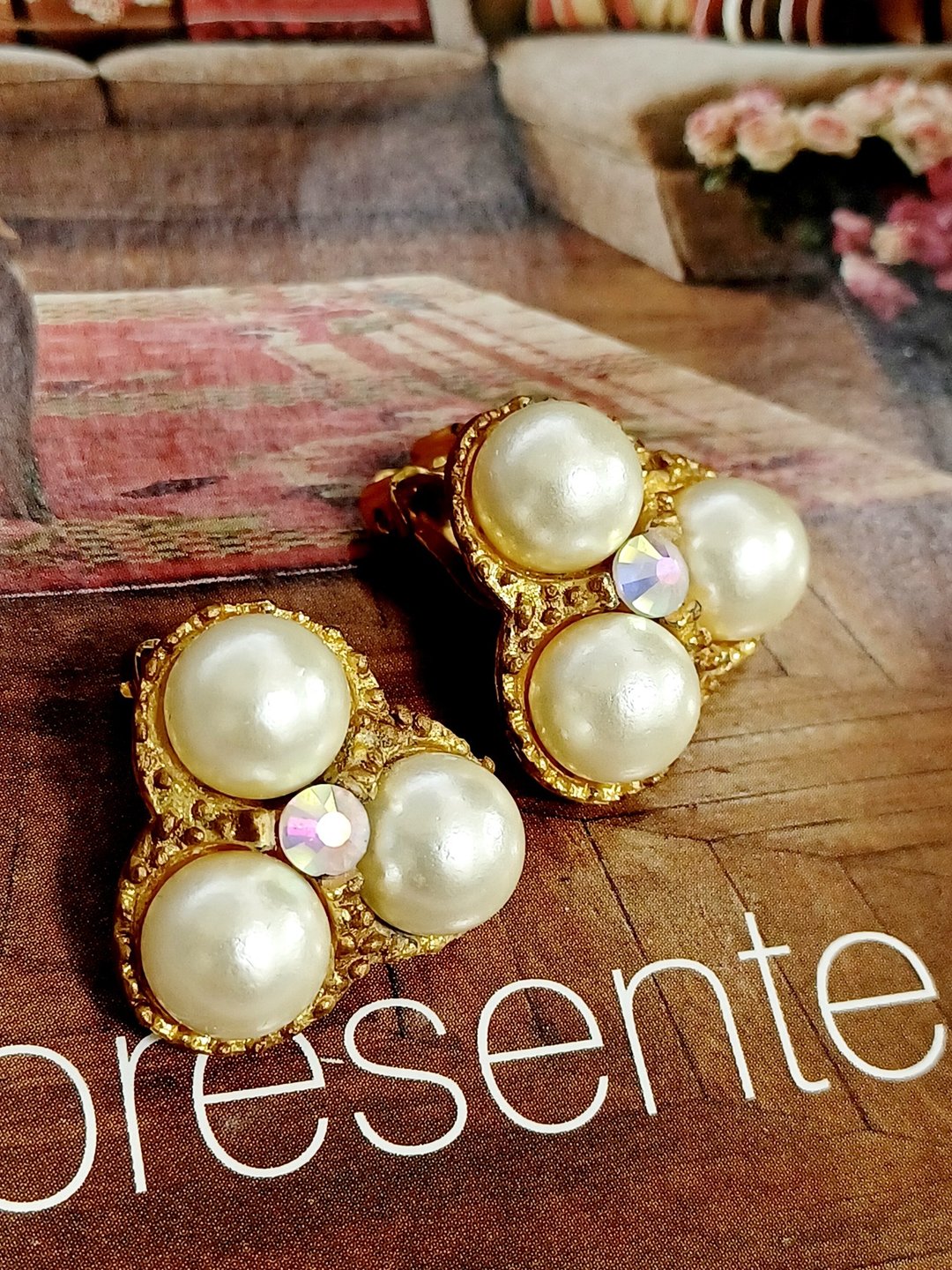 Avintage jewelry  奢华风格珍珠 夹式耳环 - 耳环/耳夹 - 其他金属 
