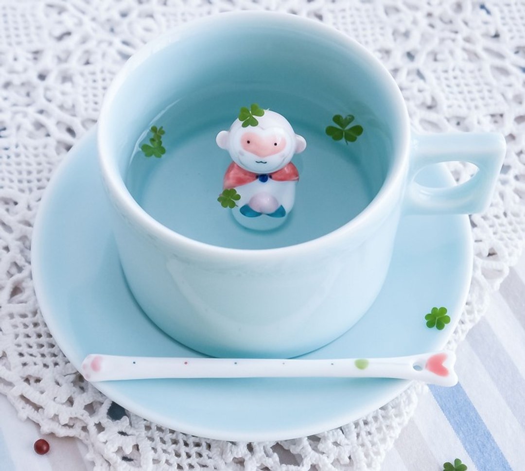 三浅 咖啡杯 猴子手工手绘创意情侣咖啡杯杯碟下午茶茶具茶杯套装 - 咖啡杯/马克杯 - 瓷 