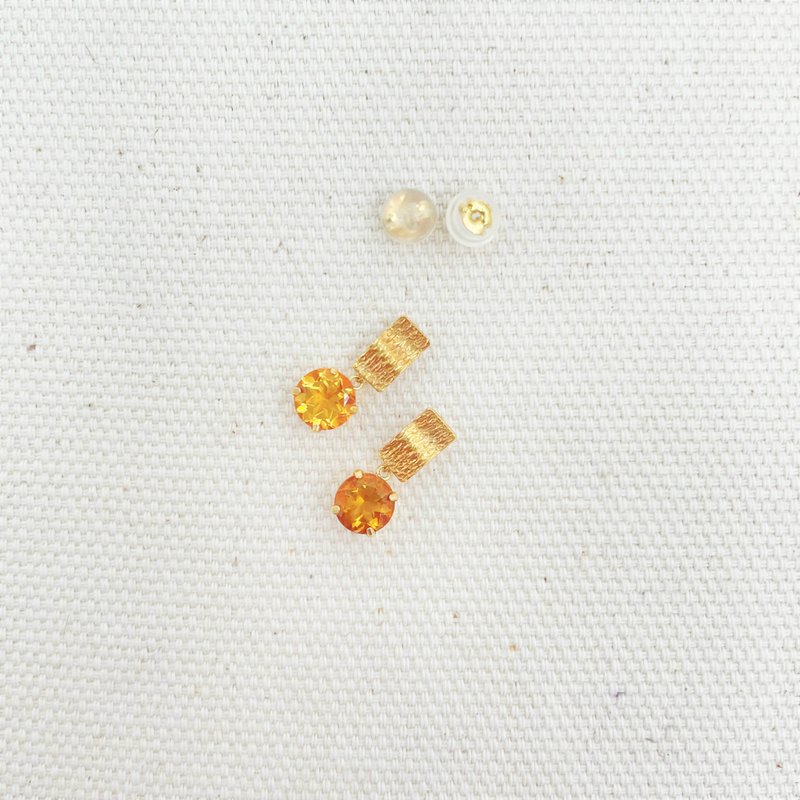 午茶系列 黄水晶 白18K金耳环 轻珠宝饰品 - 耳环/耳夹 - 水晶 黄色