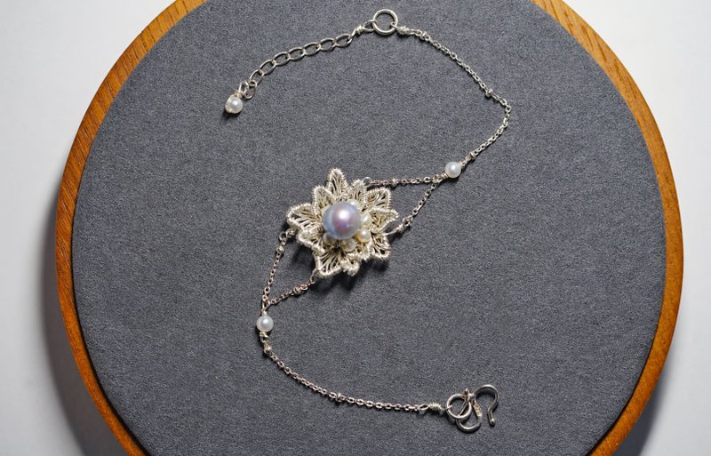 纯银手工花花绕线日本真多麻珍珠手链 - 手链/手环 - 珍珠 多色