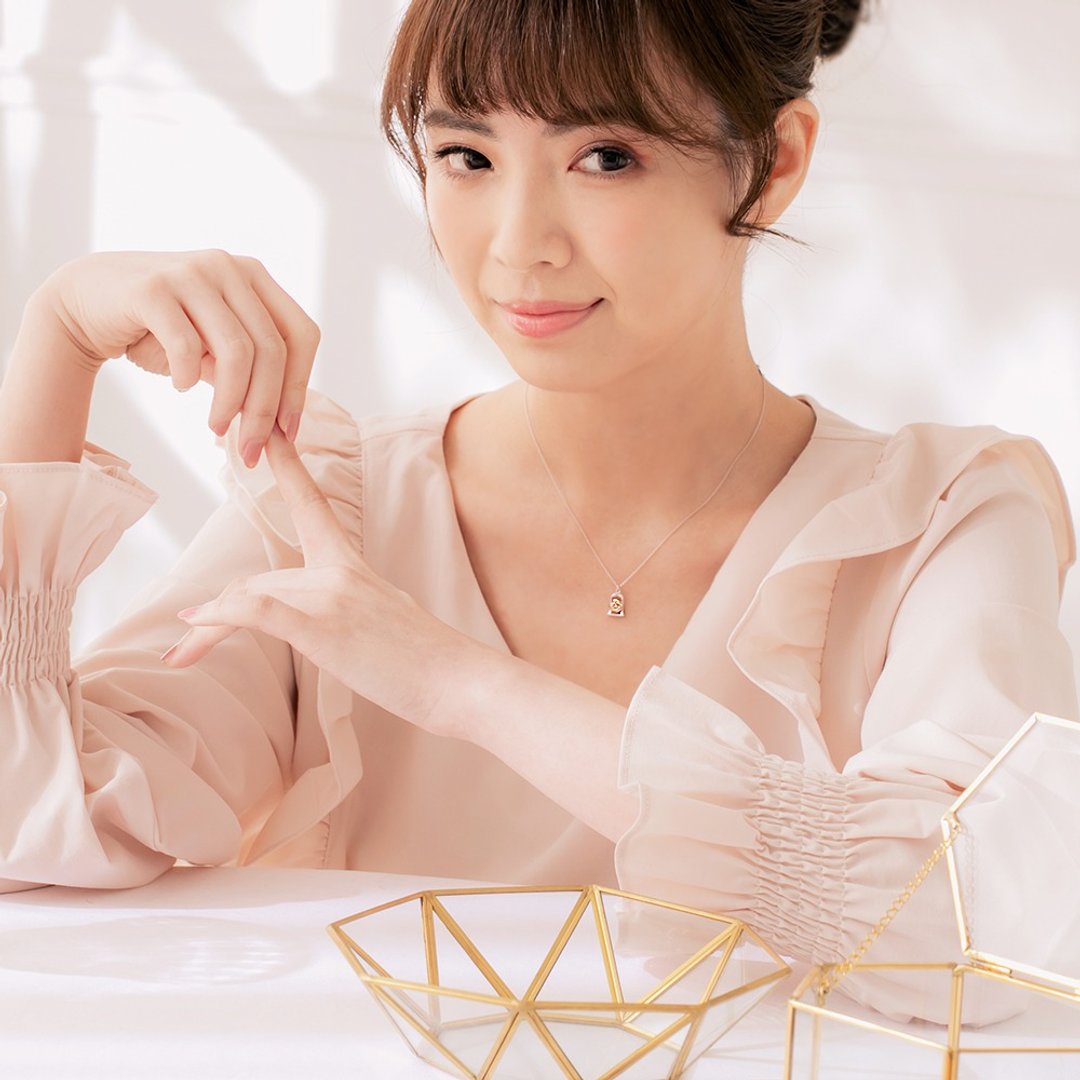 京华钻石 迪士尼公主系列 美女与野兽玻璃盅玫瑰花 10K钻石项链 - 项链 - 钻石 