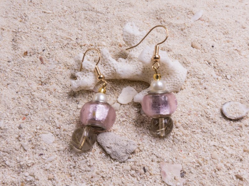 意大利琉璃耳环・#4 - 耳环/耳夹 - 玻璃 咖啡色