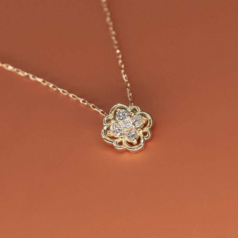 18K金三叶草曼陀罗项链*附日本宝石证书 Clover Mandala Necklace - 项链 - 贵金属 