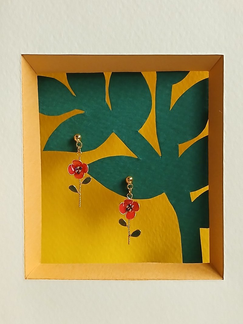 可爱小花耳环 - 耳环/耳夹 - 铜/黄铜 