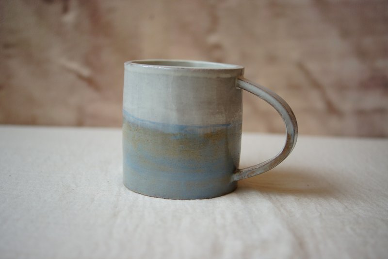 手作粉引马克杯 海天一色  240 ml 咖啡杯 陶杯 - 咖啡杯/马克杯 - 陶 蓝色