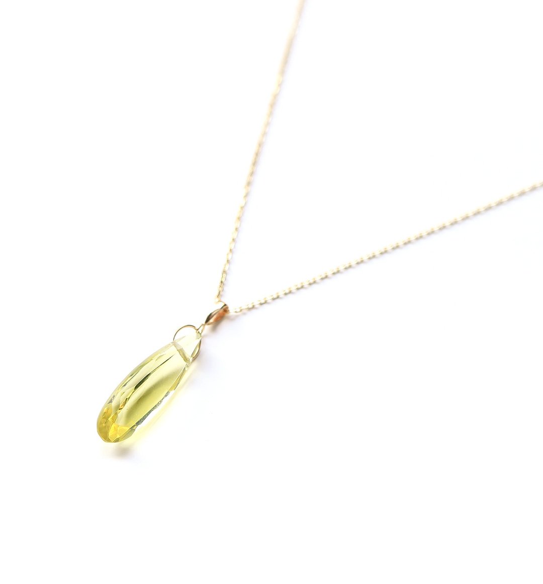K10 Lemon Quartz Long Pear Shape Necklace Charm ~ BOURGEON ~ Chain set can be purchased - 项链 - 宝石 黄色