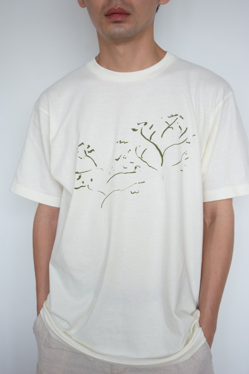 T shirt 山 绢印 - 中性连帽卫衣/T 恤 - 棉．麻 