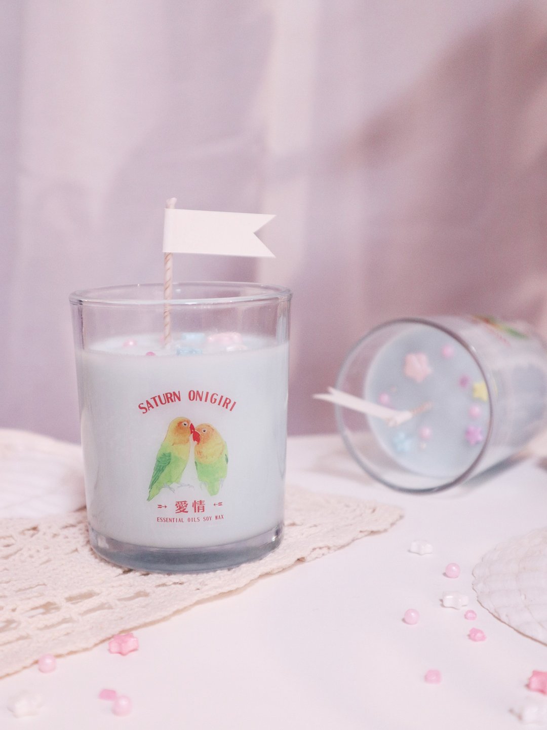 土星饭团 爱情鸟 爱的链接 大豆蜡烛 手工蜡烛 精油 情人节 爱情 - 香薰/精油/线香 - 蜡 透明