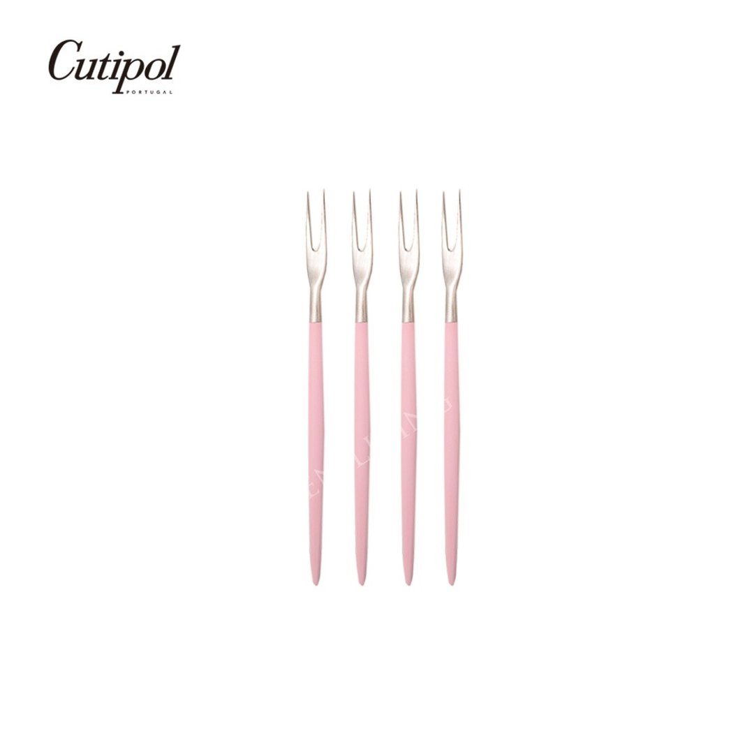 葡萄牙Cutipol GOA系列粉红柄12cm迷你水果叉四件组 - 餐刀/叉/匙组合 - 不锈钢 粉红色