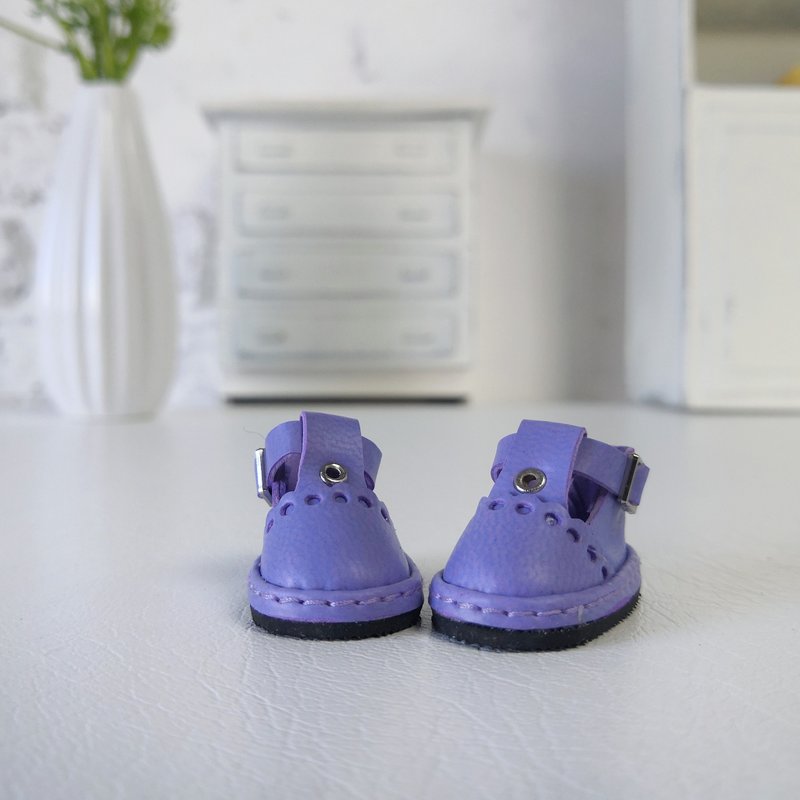 Summer shoes for the Blythe doll. Purple doll shoes. Clothes Blythe - 玩偶/公仔 - 人造皮革 