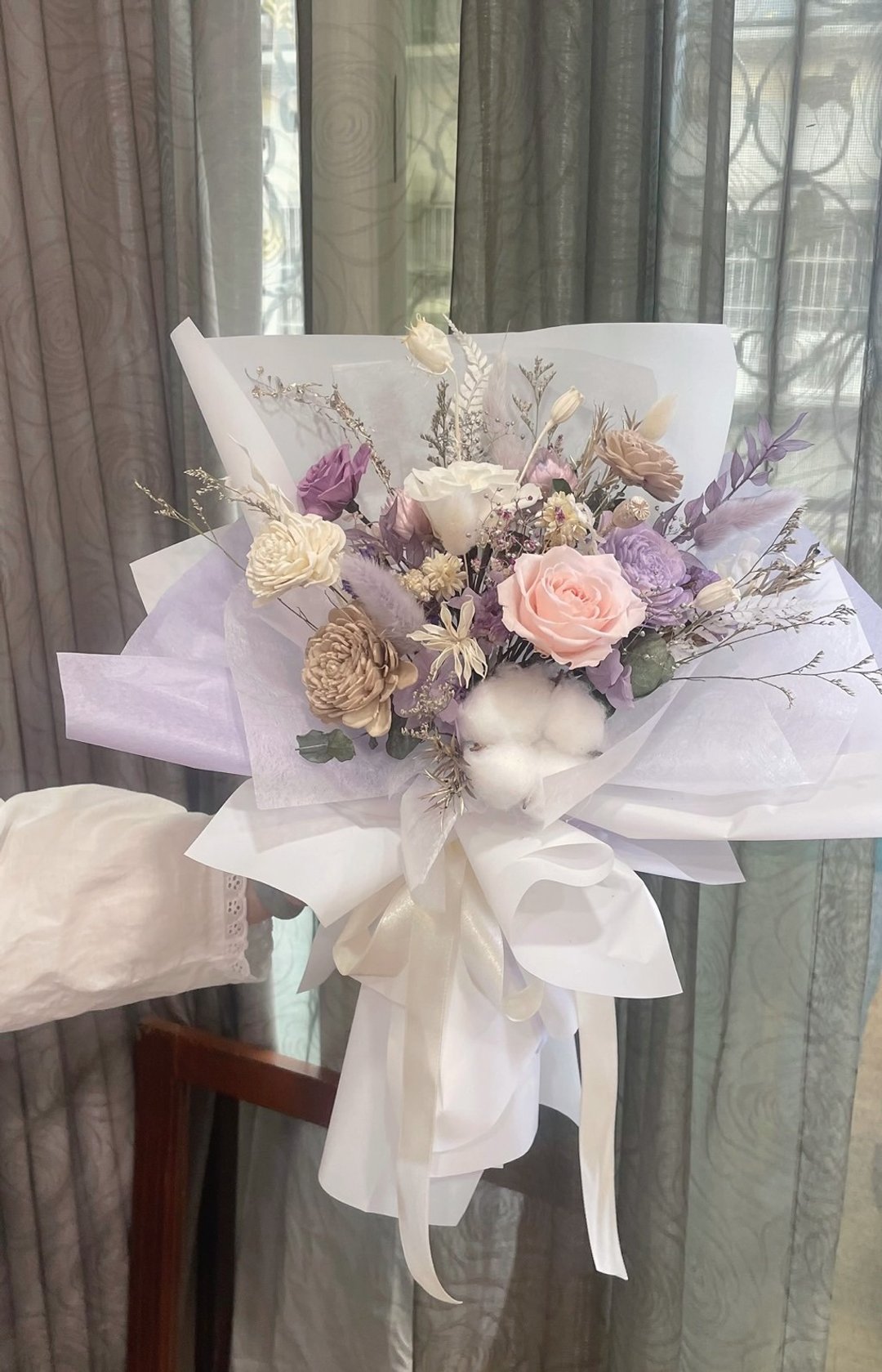 【求婚花束】紫芋浪漫 情人节花束 婚礼求婚 生日礼物 永生花礼 - 干燥花/捧花 - 植物．花 