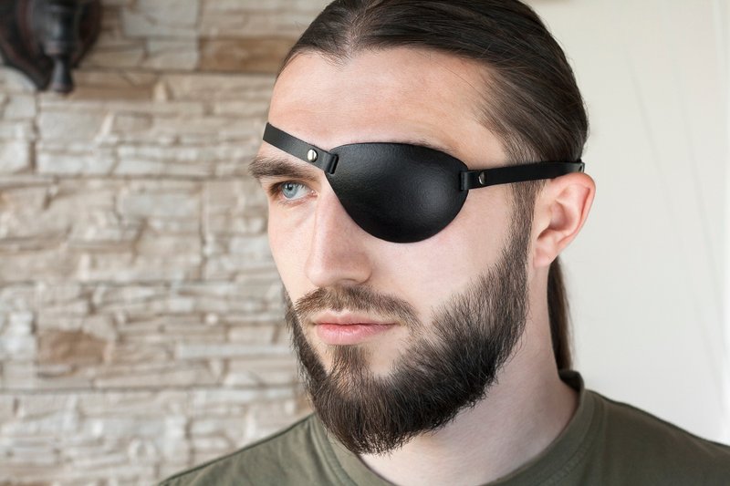 Leather Eye Patch | Black Eye Patch | Custom Engraving - 眼罩 - 真皮 