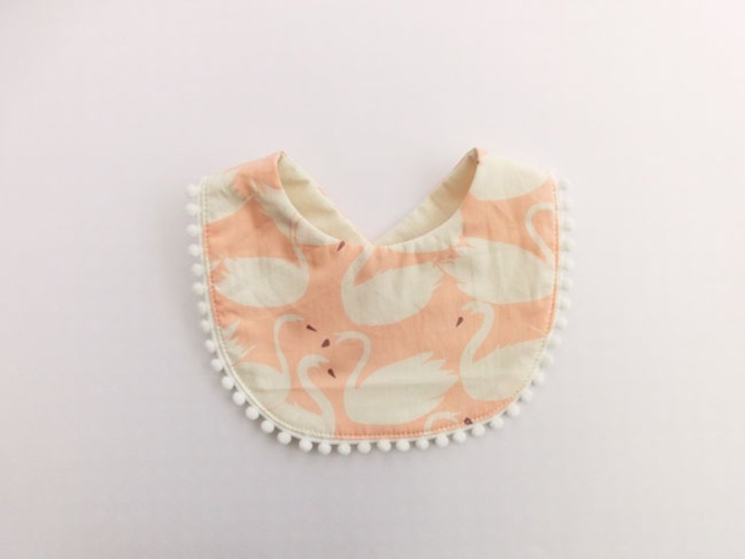 Organic cotton bib swan - 围嘴/口水巾 - 棉 粉红色