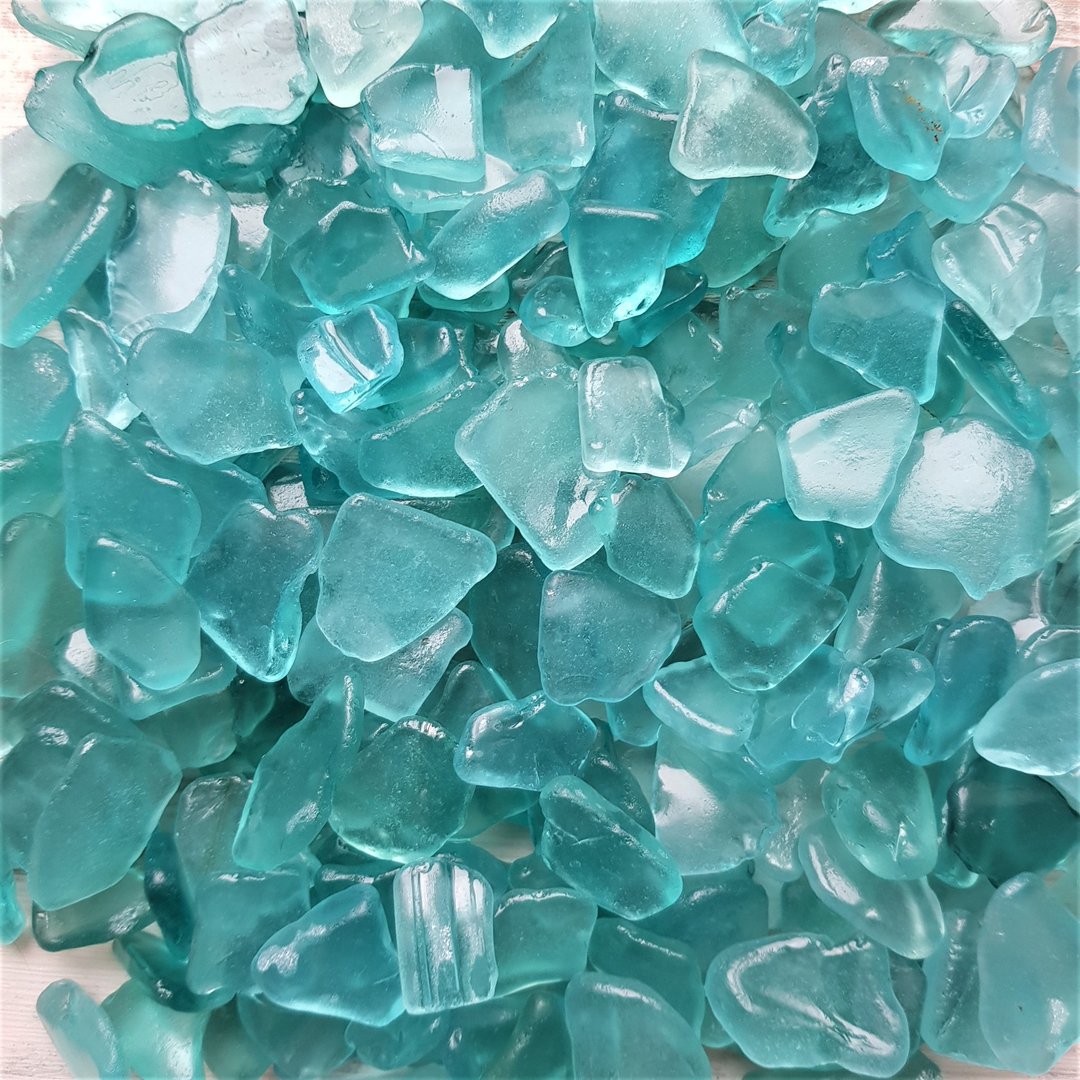 水色的海玻璃。天然海玻璃200克。 - 其他 - 玻璃 蓝色
