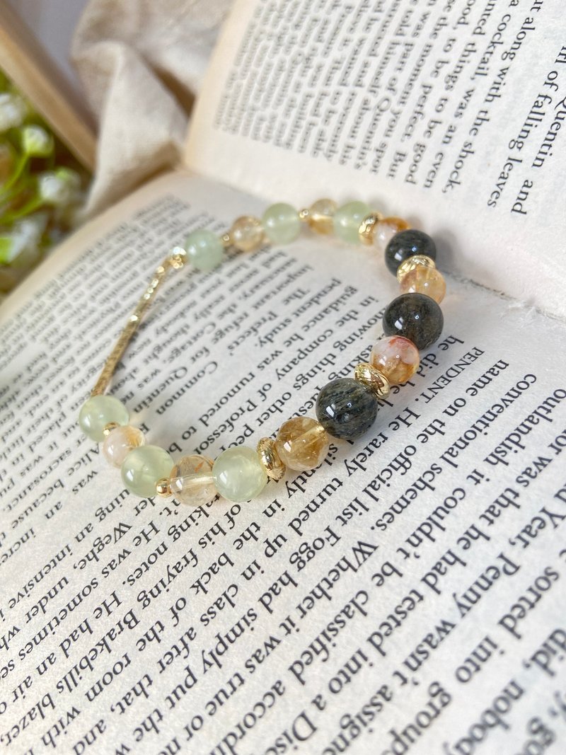 绿碧发/黄塔晶/葡萄石 强力招财水晶手链 - 手链/手环 - 水晶 绿色