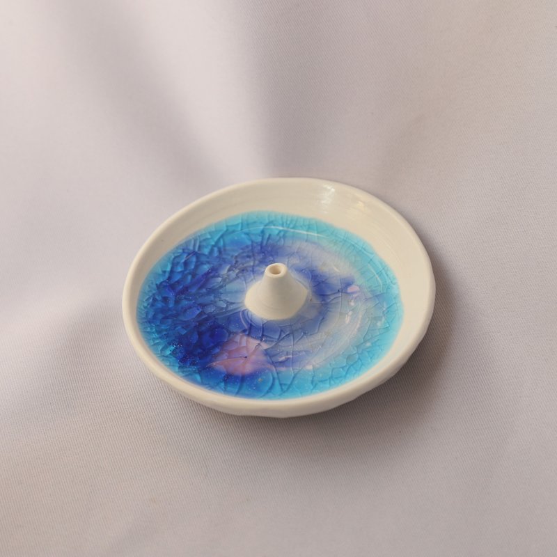 蓝色雪白小岛线香座 陶器皿 花瓶 - 花瓶/陶器 - 陶 蓝色