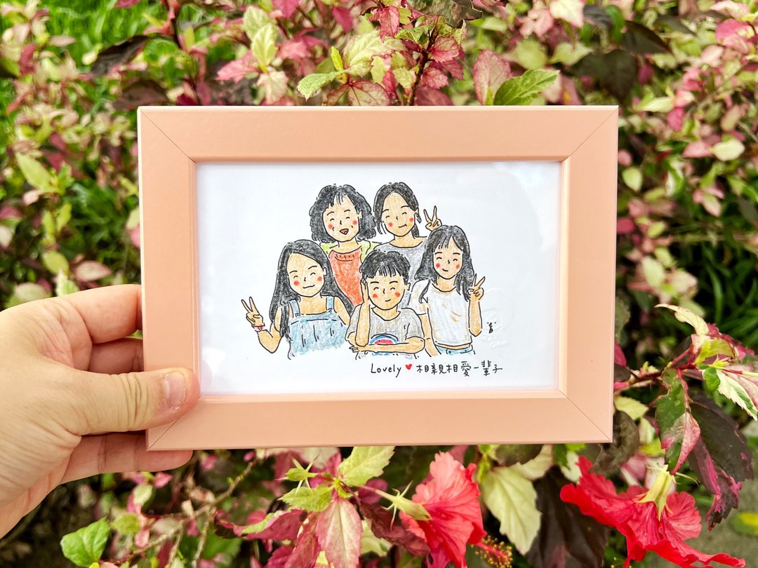 色铅笔似颜绘 / 5人 / 定制人像画 - 订制画像 - 纸 多色