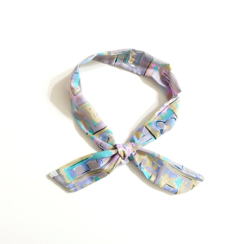 领巾 铝线发带 轻薄丝巾 可爱缤纷/ 迷幻彩窗-灰紫 - 丝巾 - 丝．绢 灰色