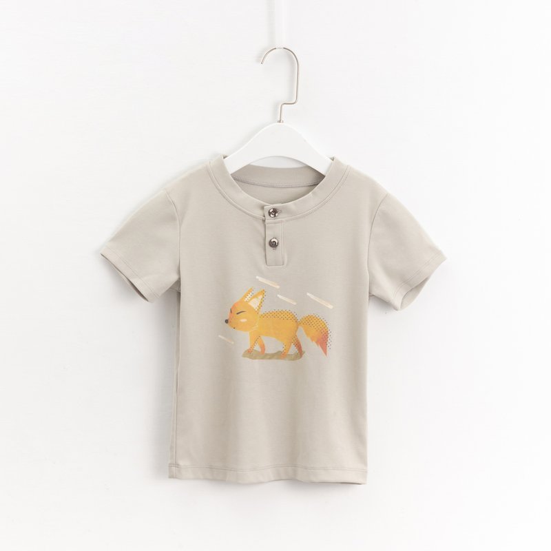沙漠风透透狐狸 T - 童装上衣 - 棉．麻 
