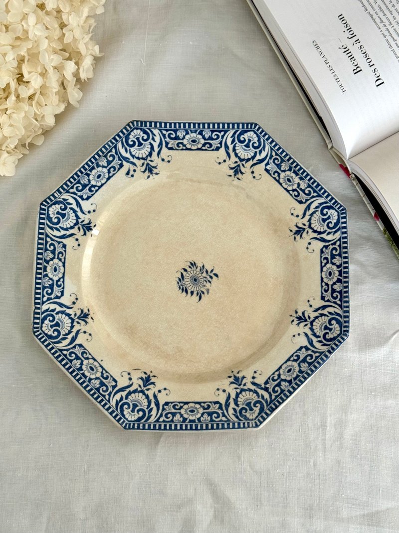 40690-绝美珍藏法国古董Sarreguemines U&C八角盘 - 盘子/餐盘/盘架 - 瓷 