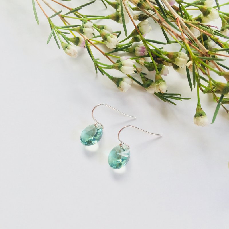 清新薄荷耳勾 S925纯银耳环 抗过敏 - 耳环/耳夹 - 纯银 绿色