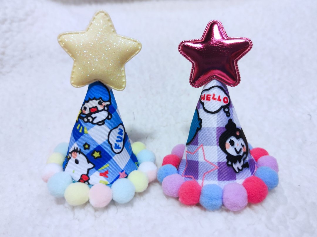 Birthday star 生日之星 宠物生日帽 - 衣/帽 - 棉．麻 紫色