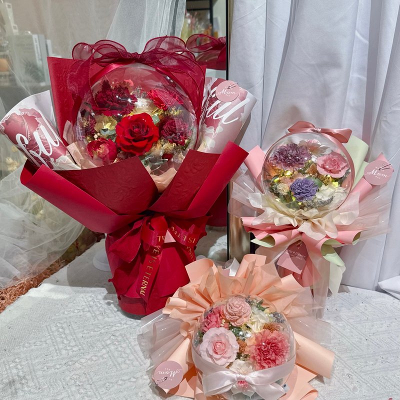 FengFlower 【不凋康乃馨波波球花束】永生花/干燥花/母亲节 - 干燥花/捧花 - 植物．花 