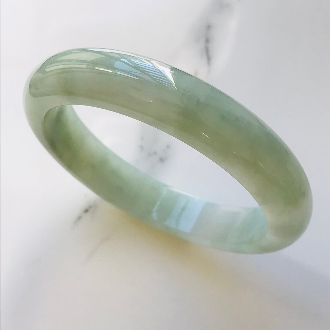 翡翠 手镯 天然石  稀有 缅甸产 58.9mm B2500-0206 - 手链/手环 - 玉石 绿色