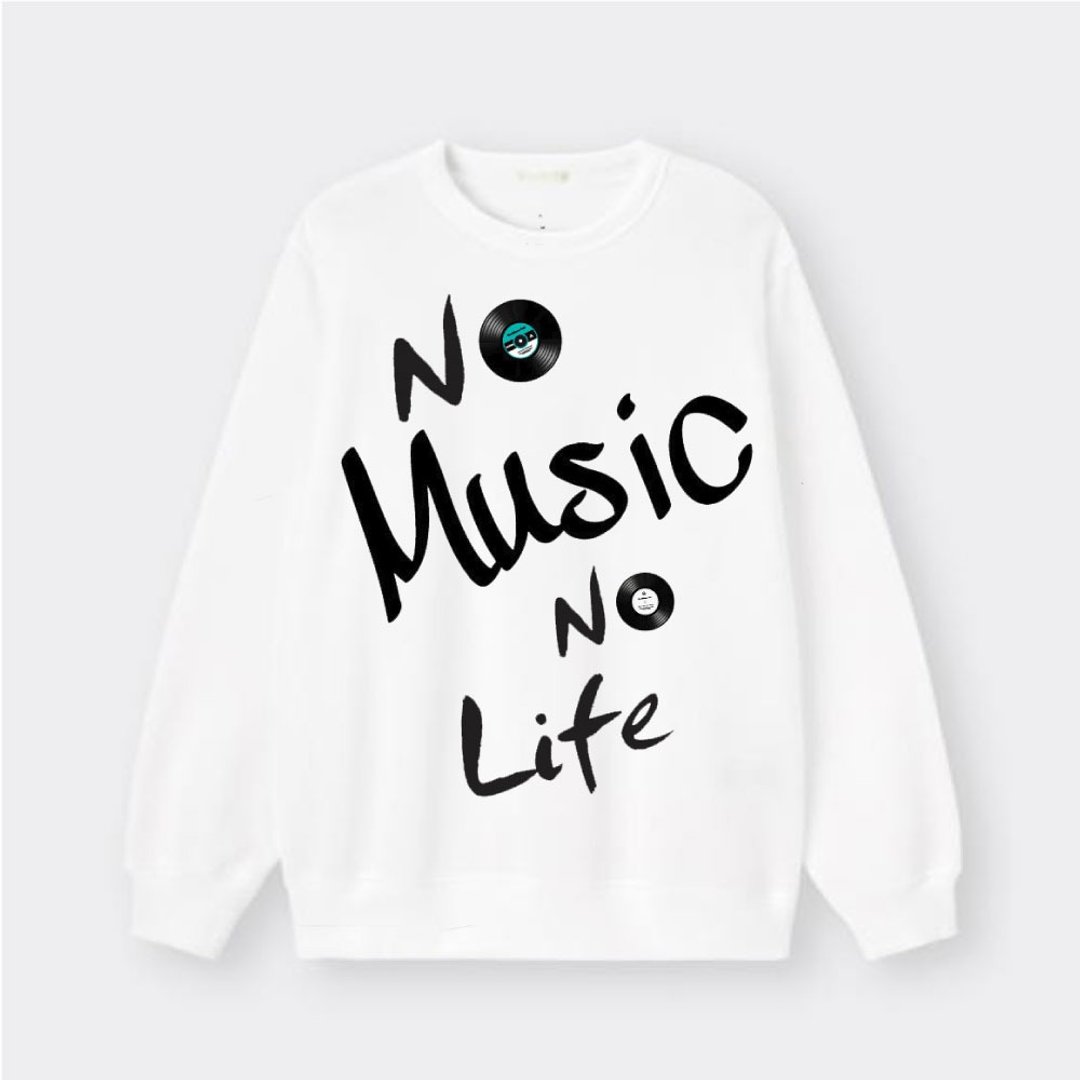 可客制名字 经典文字 NO MUSIC,NO LIFE 个性纯棉大学T - 男装上衣/T 恤 - 棉 