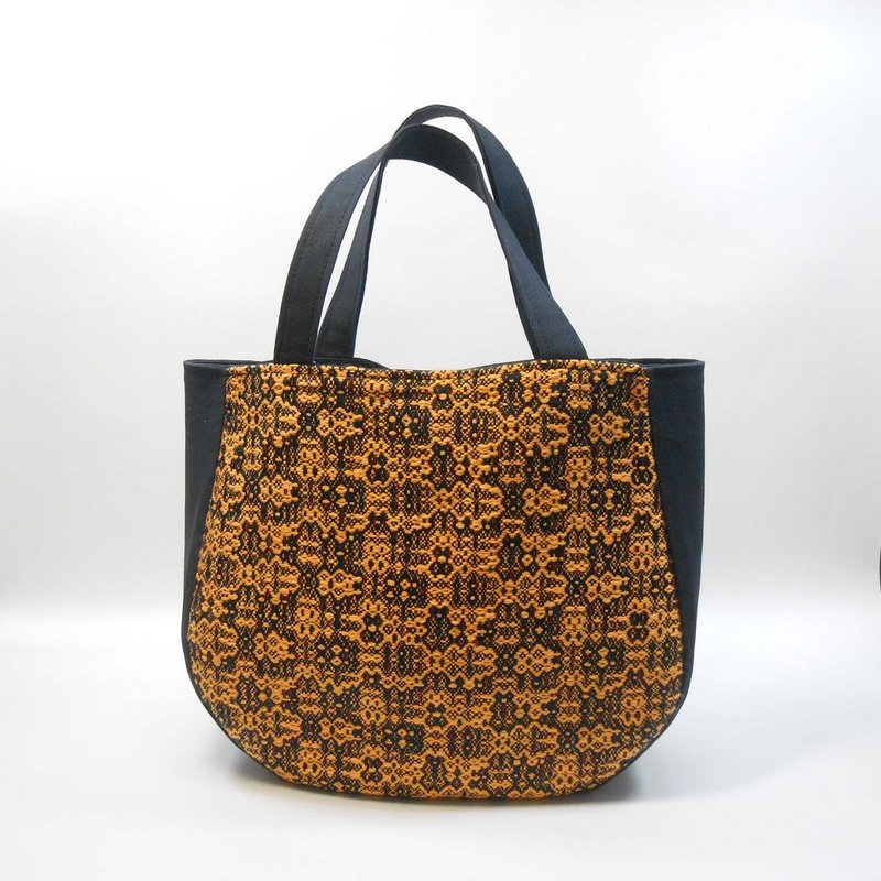 手织布-磁扣手提包03 - 手提包/手提袋 - 棉．麻 黑色