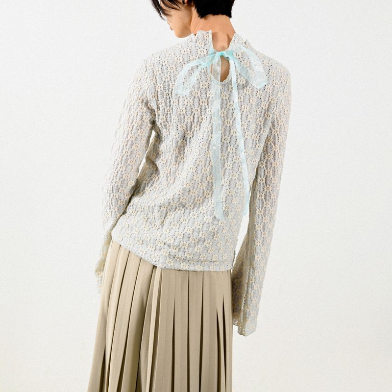 【蛋植物】花朵缇花绑带宽袖上衣－共两色 - 女装上衣 - 其他人造纤维 