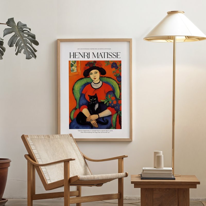 红衣女子与黑猫 / 马谛斯大师风格 挂画 画芯 海报 无框画 装饰画 - 海报/装饰画/版画 - 纸 