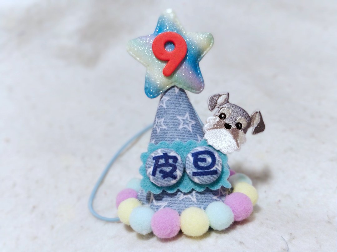宠物生日帽 名字 猫犬适用 宠物 猫犬 狗狗 birthday hat - 衣/帽 - 棉 蓝色
