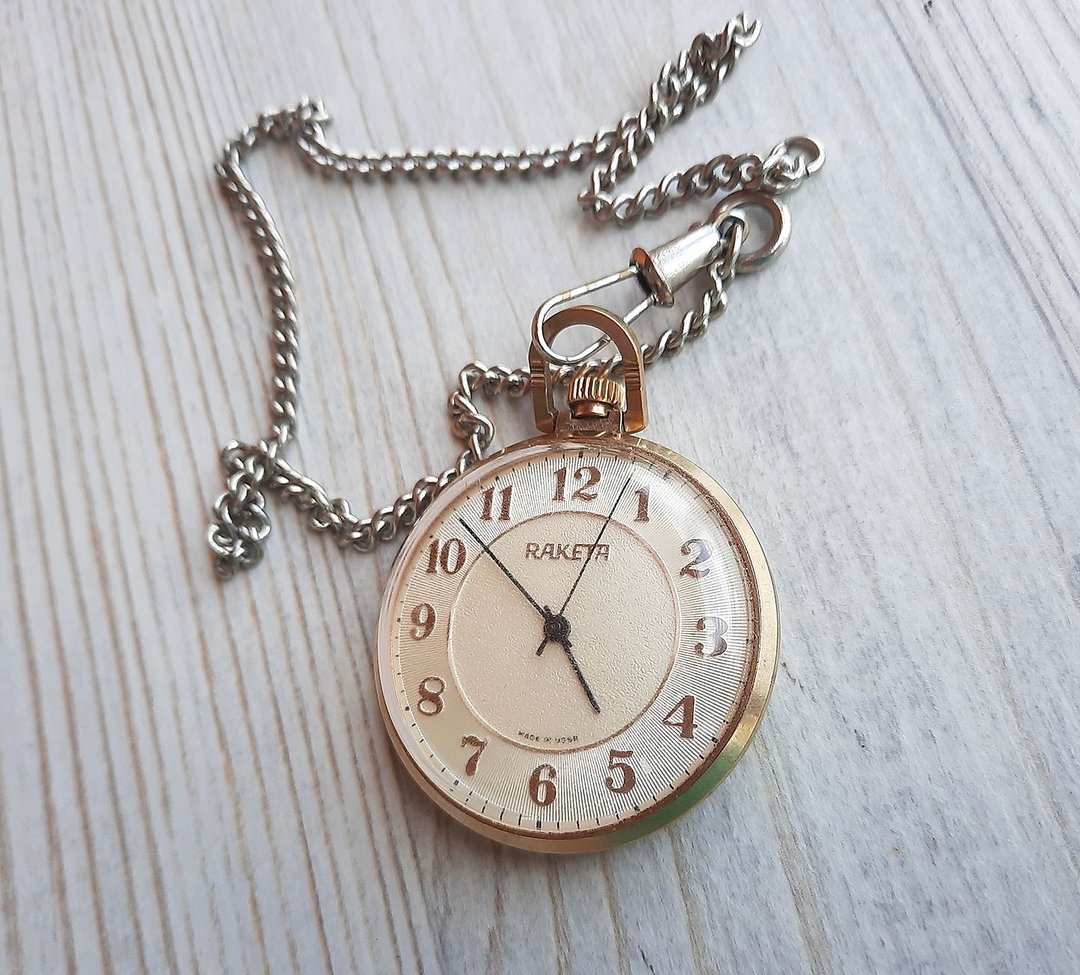 Soviet Raketa 2609.HA wind up pocket watch gold plated made in USSR - 男表/中性表 - 不锈钢 金色