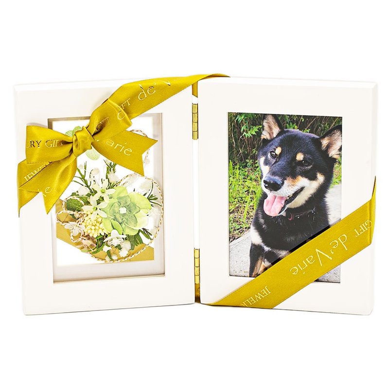 Devalier na-02 Memorial Photo Frame Pet Preserved Flower Flower lover Flower Offering Condolence Flower Arrangement - 画框/相框 - 木头 白色