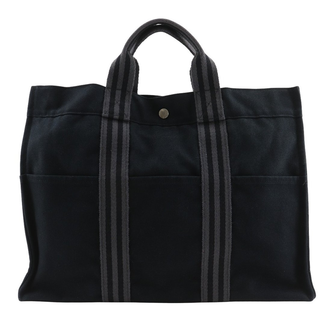【日本直送】爱马仕 HERMES Fourre-tout MM 手提包 托特包 棉 黑色 男女适用【二手品】 - 手提包/手提袋 - 棉 黑色